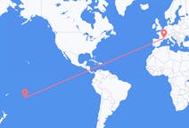 Flyreiser fra Rarotonga, Cookøyene til Nimes, Frankrike