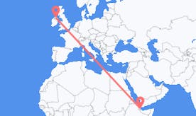 Flyrejser fra Djibouti til Nordirland