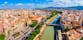 Photo of Murcia city centre and Segura river aerial panoramic view. Murcia is a city in south eastern Spain.