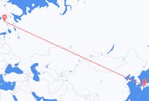 Lennot Matsuyamasta, Japani Kajaaniin, Suomi