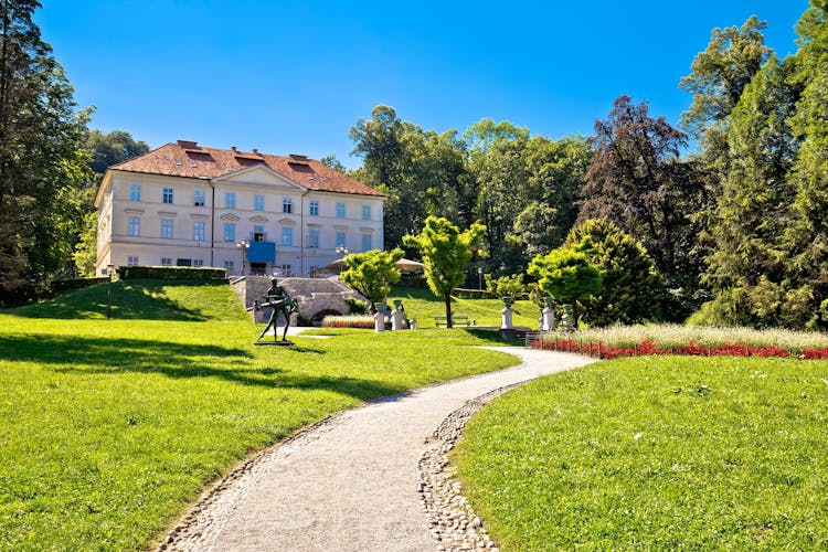 Photo of Tivoli park landscape in Ljubljana, green heart of capital of Slovenia.