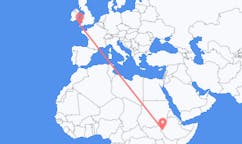 Flyreiser fra Gambela, Ethiop, Etiopia til Newquay, England