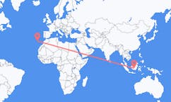 Vluchten van Palangka Raya, Indonesië naar Funchal, Portugal