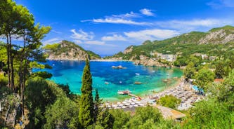 Photo of aerial spring cityscape of capital of Corfu island, Greece.