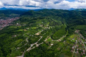 Photo of beautiful aerial view from uphill towards the town of Visoko in Bosnia and Herzegovina.