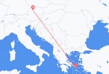 Vluchten van Mykonos, Griekenland naar Linz, Oostenrijk