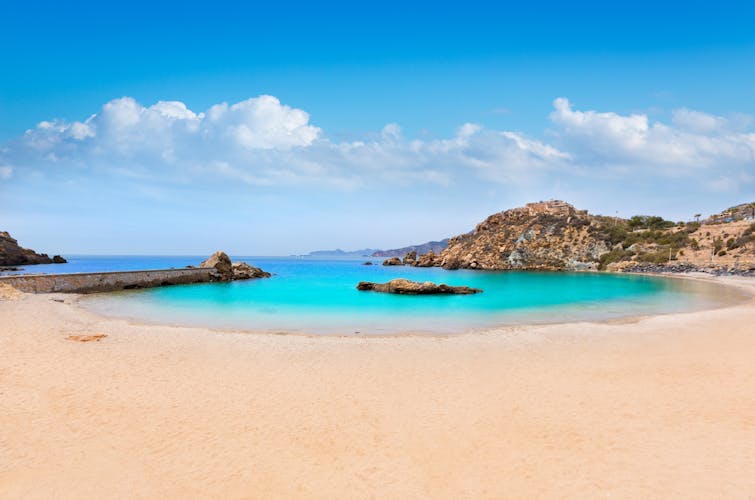 Photo of Cartagena Cala Cortina beach in Mediterranean Murcia at Spain.