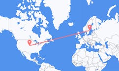 Lennot Kearneyltä, Yhdysvallat Tukholmaan, Ruotsi
