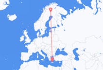 Voos de Pajala, Suécia para Heraclião, Grécia
