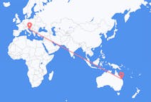 Flyg från Gladstone, Australien till Zadar, Kroatien