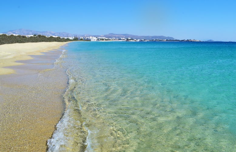 Photo of landscape of Saint Prokopios beach in Naxos island Cyclades Greece.