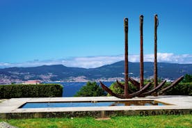 Photo of aerial view of the town of Cangas in the Bay of Vigo, Galicia, Spain.