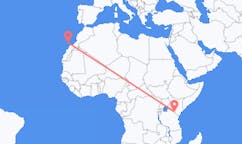 Flug frá Amboseli þjóðgarðinum, Kenía til Lanzarote, Spáni