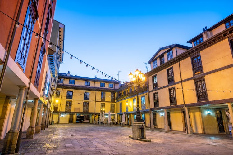 photo of view of Trascorrales Square, beautiful and famous place in old town of Oviedo city, Asturias, Spai.