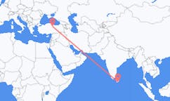 Lennot Hambantotasta, Sri Lanka Tokatille, Turkki