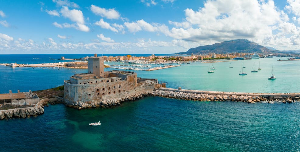  Medieval Colombian castle also called Sea Castle facing the port of Trapani, Sicily