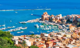 Photo of beautiful landscape of panoramic aerial view port of Genoa in a summer day, Italy.