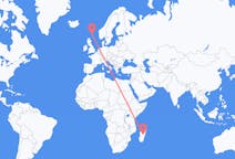 Flyrejser fra Antananarivo, Madagaskar til Lerwick, Skotland