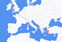 出发地 希腊科斯岛前往英格兰的埃克塞特的航班