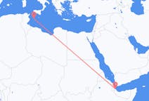 Flyg från Balbala, Djibouti till Lampedusa, Italien