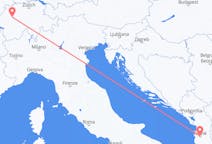 出发地 阿尔巴尼亚地拉那目的地 瑞士伯尔尼的航班