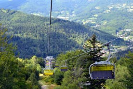 Photo of aerial view of Ustron city on the hills of the Silesian Beskids, Poland.