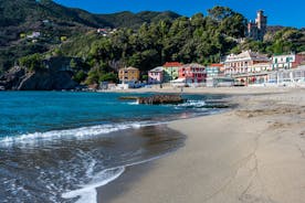 Photo of panoramic aerial view of town Rapallo in Liguria, Italy.