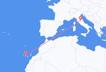 Flyrejser fra Perugia, Italien til Santa Cruz de Tenerife, Spanien