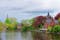 Photo of Minnewaterpark and Minnewater lake in the old town of Brugge, Belgium.