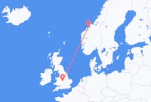Lennot Kristiansundista, Norja Birminghamiin, Englanti