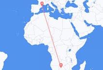 Flyg från Maun, Botswana till Girona, Spanien