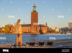 Stockholm old town (Gamla Stan) cityscape from City Hall top, Sweden.