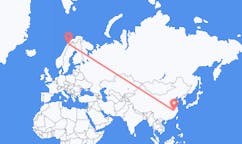 Flug frá Huangshan City, Kína til Narvik, Noregi