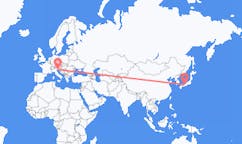 Flyg från Kobe, Japan till Trieste, Italien