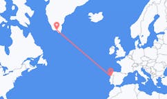 그린란드 나르사크에서 출발해 포르투갈 포르투로(으)로 가는 항공편