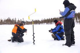 Ice fishing with Snowmobiles