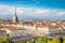 Photo of aerial view of Turin city center with landmark of Mole Antonelliana, Turin ,Italy ,Europe.