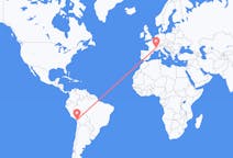 Flyrejser fra Tacna, Peru til Grenoble, Frankrig