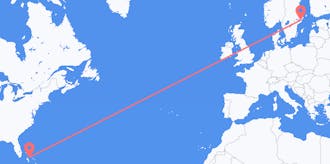 Flug frá Bahamaeyjum til Svíþjóðar