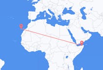 Vluchten van Bosaso, Somalië naar Santa Cruz de Tenerife, Spanje