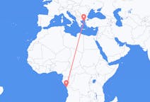 Flyrejser fra Cabinda, Angola til Lemnos, Grækenland