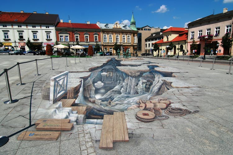 3D flat painting on Market Square,Wieliczka 