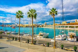 Photo of aerial panoramic view of Fuengirola city beach and marina, Fuengirola is a city on the Costa del Sol in the province of Malaga in the Andalusia, Spain.