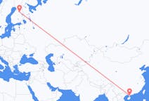 Lennot Zhanjiangista, Kiina Kajaaniin, Suomi