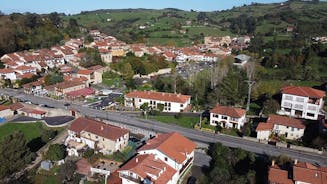 Photo of Santander city beach aerial panoramic view.