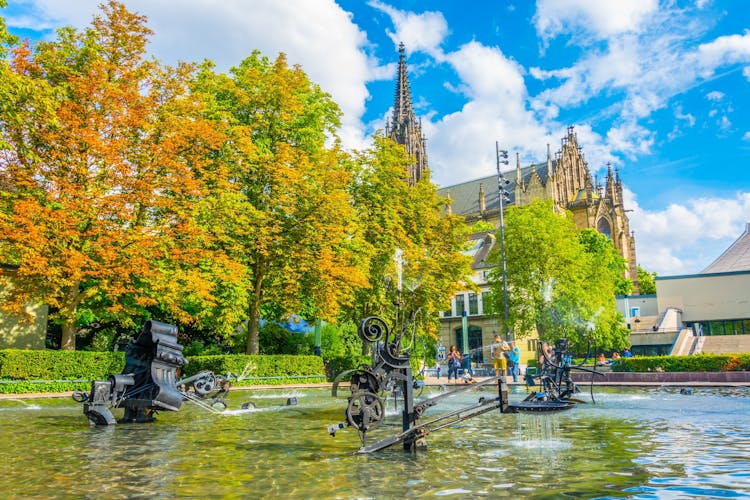 Photo of Tinguely fountain in the center of Basel, Switzerland.