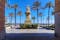 Photo of Ramblas , Badalona, Spain with modernist buildings and the statue of Roca i Pí. Spain .