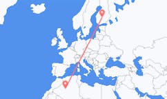 Vluchten van Timimoun, Algerije naar Jyvaskyla, Finland