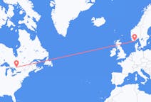 Voos da Baía Norte, Canadá para Kristiansand, Noruega
