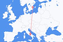 Lennot Napolista, Italiasta Kalmariin, Ruotsiin